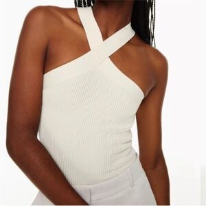 Babaton White Ribbed Top